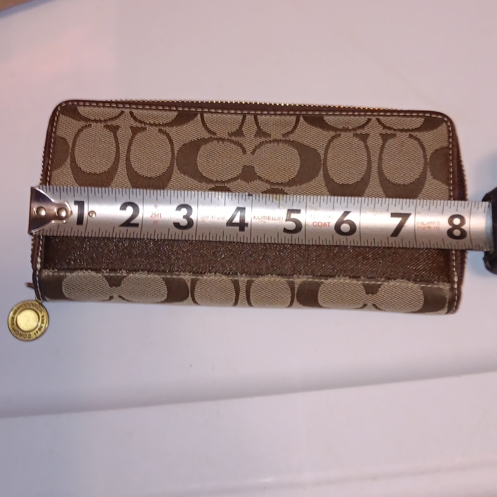 Coach Brown Leather Wallet with Vibrant Stripes - Picture 3 of 4